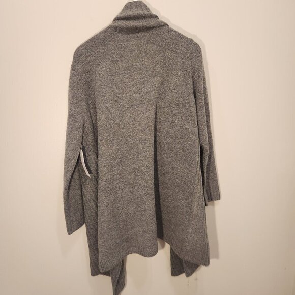 Just Fab Drape Front Ribbed Cardigan Grey Neutral Fall Winter Layer - Size M - Picture 2 of 6